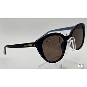 Steve Madden Black Blue Sunglasses Womens Fashion Round Frame